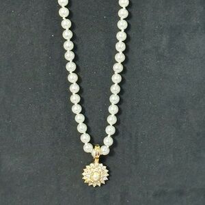 2/$15 Single faux pearl & 2 rows of rhinestones on multi faux pearl necklace